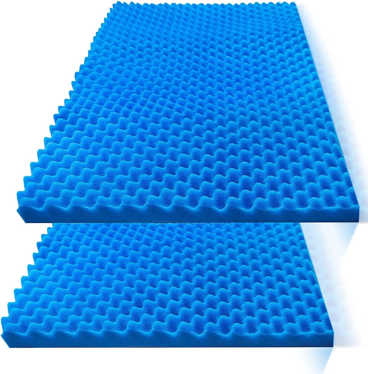 2 PACK Acoustic Panels 24”×48”×2” Egg Crate Foam sound proof foam panels for walls sound proof panels for walls High Density Acoustic Foam Wedges Sound Proofing Padding for Wall - Blue
