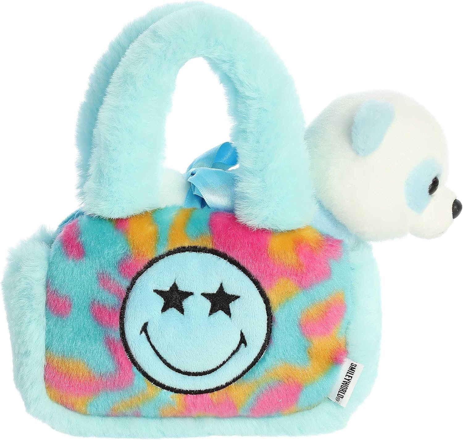 Aurora® Vibrant SmileyWorld® Fancy Pals™ Star Eyes Stuffed Animal - Eye-Catching Designs for Retro Decor - Toys for Bedrooms, Birthday Gifts, and Celebrations - Blue 8 Inches