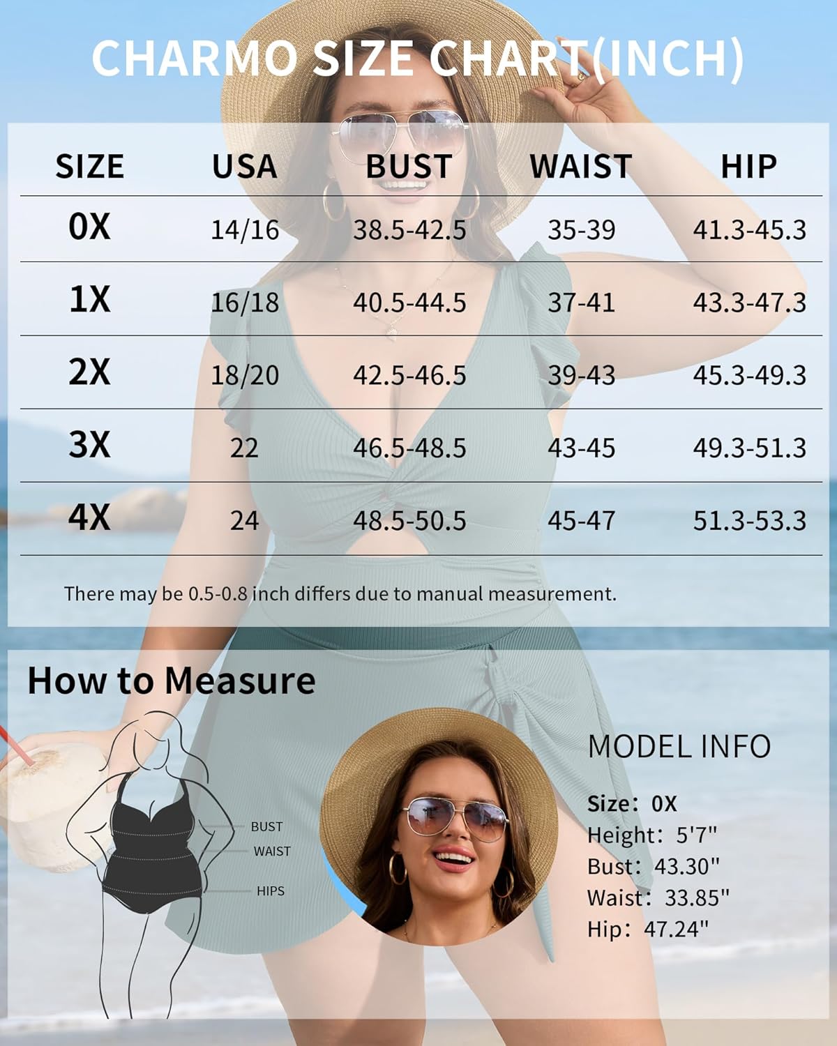 Charmo Ruffle Ribbed Plus Size Swimdress for Women One Piece Swimsuit High Waisted Tummy Control Bathing Suit 2026 - Image 6