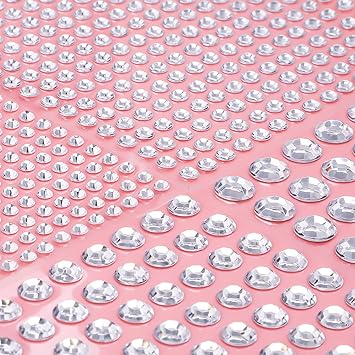 3108 Pcs Rhinestone Stickers, Clear Face Gems Stick On, Self Adhesive Rhinestones, Bling Jewel Stickers, Stick On Rhinestones, Gem Stickers for Crafts Hair Face Makeup Decoration, Assorted Sizes