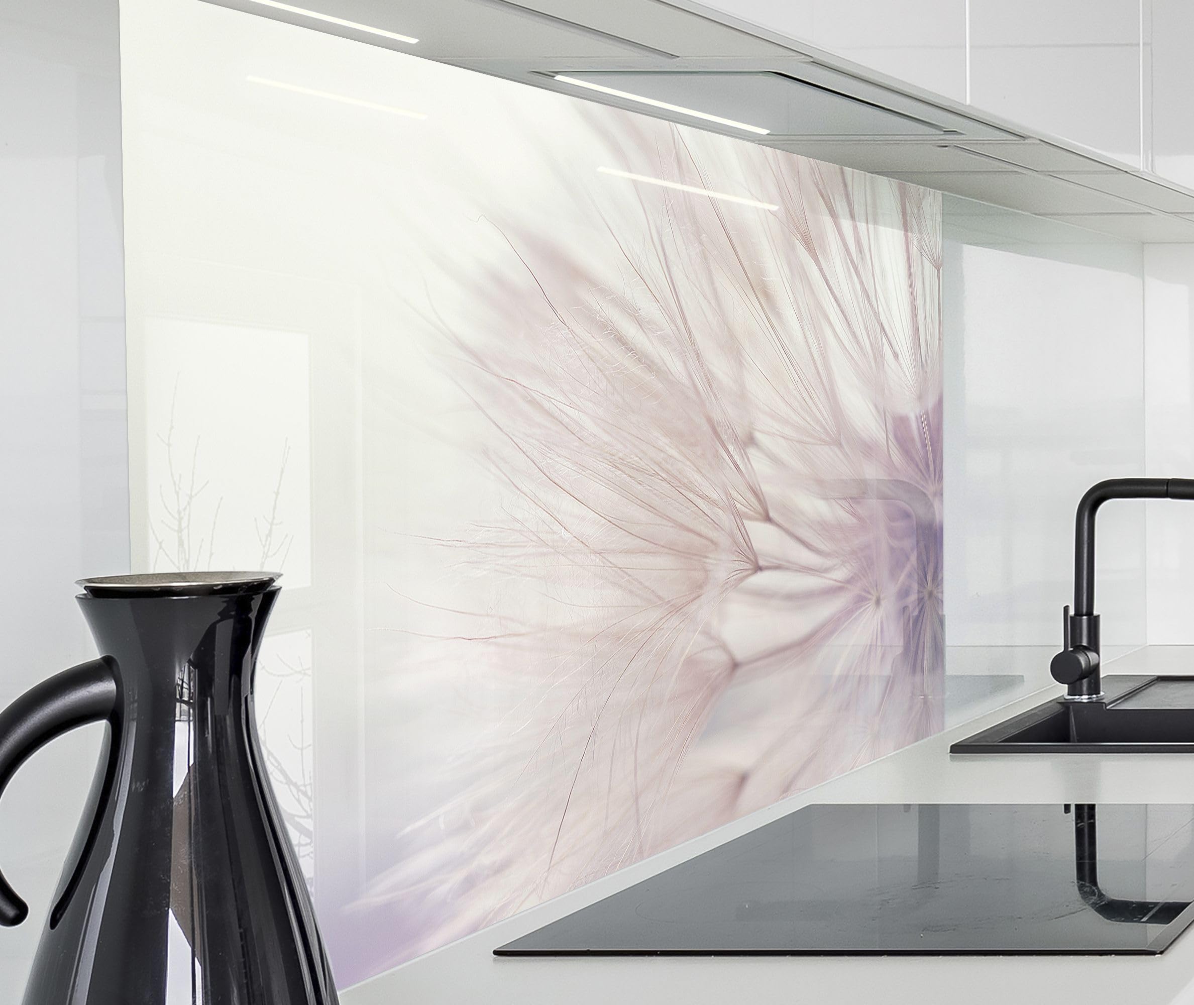 timalo Spritzschutz Wand für Herd, Küche Küchenrückwand Glasoptik | Acryl Glas 2mm | Glasrückwand Acrylglas Wandpaneele Rückwandschutz Platte | 100x50cm Löwenzahn Pusteblumen