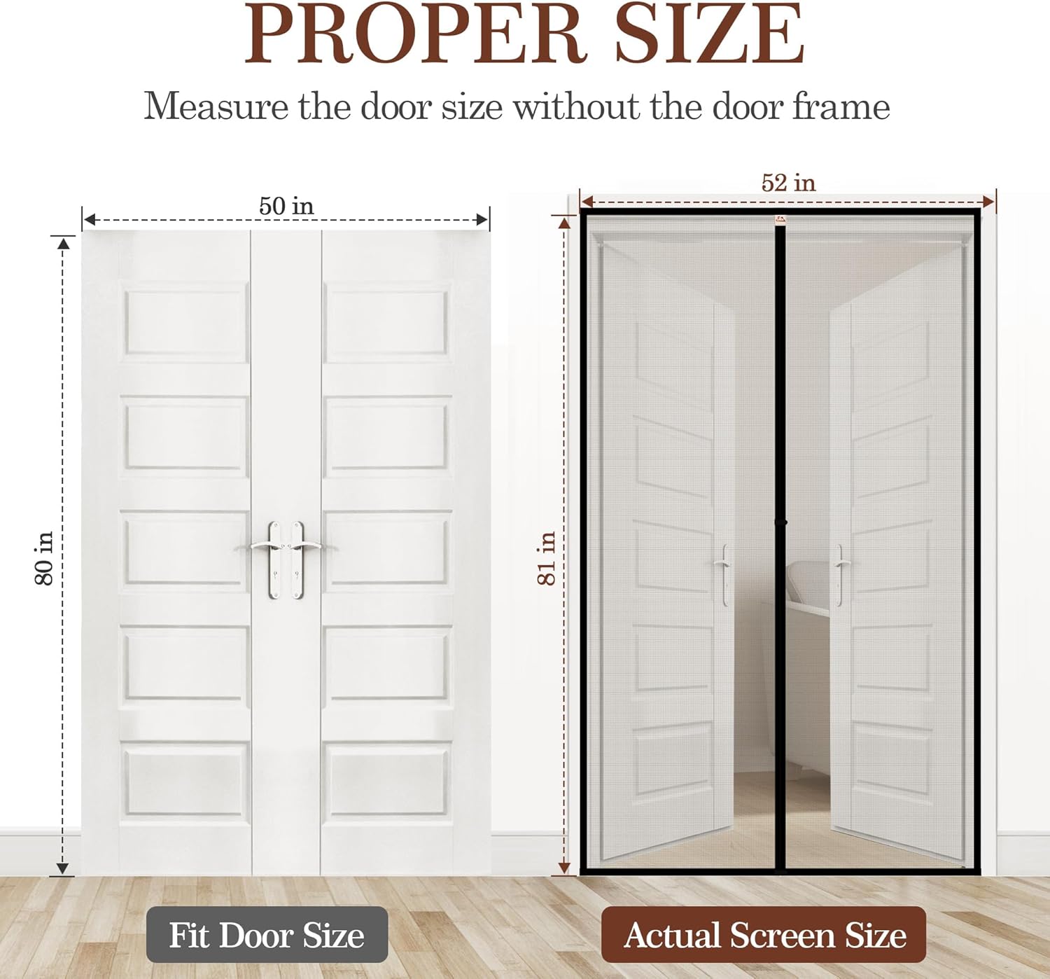 Yotache Reinforced Sewing Magnetic Screen Door Fits Door Size 50 x 80, Screen Size 52" x 81" for Sliding Glass Doors and French Door