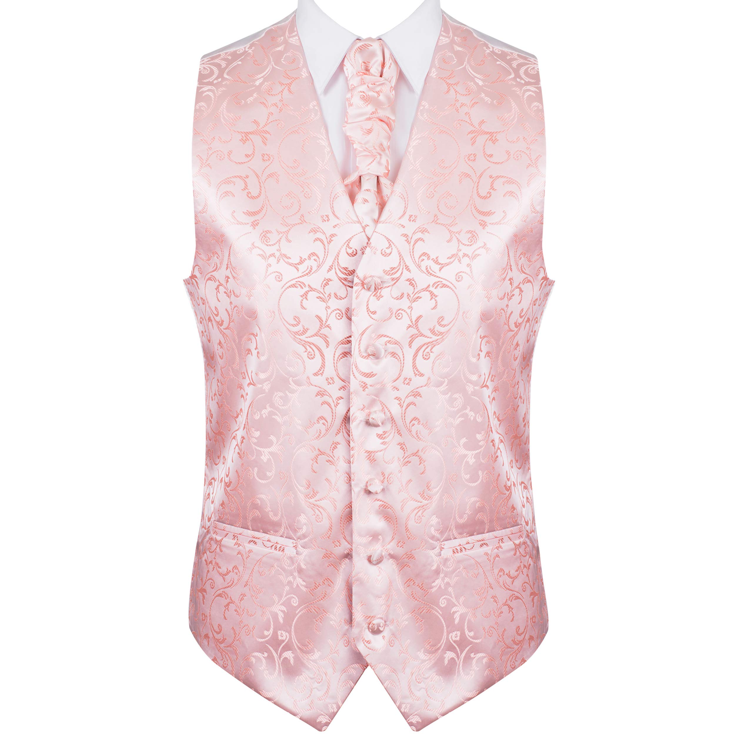 Abel & Burke Peach Swirl Leaf Wedding Waistcoat #AB-WWA1000/7 Men's XXXL - 54''