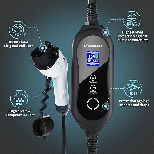 Miniatura 7 de EVCompanion Cargador EV de nivel 2 (32 amperios, 240 V, NEMA 14-50P) con cable premium de 25 piescorriente ajustable para J1772 Evs