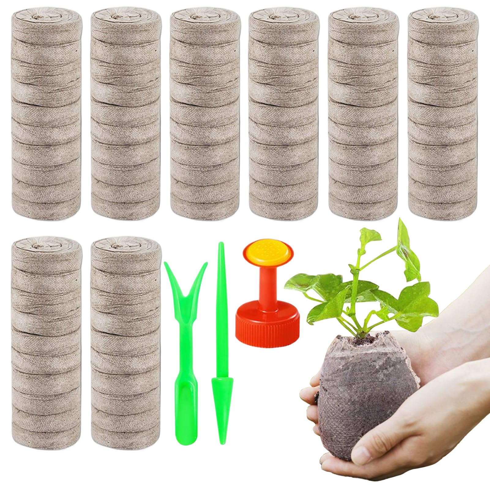 Pastillas para Germinar Semillas - Bandejas de 100 Bloques para Macetas - Discos de Sustrato de 30 mm,para Trasplante En Jardinería Interior Exterior Hidroponía Y