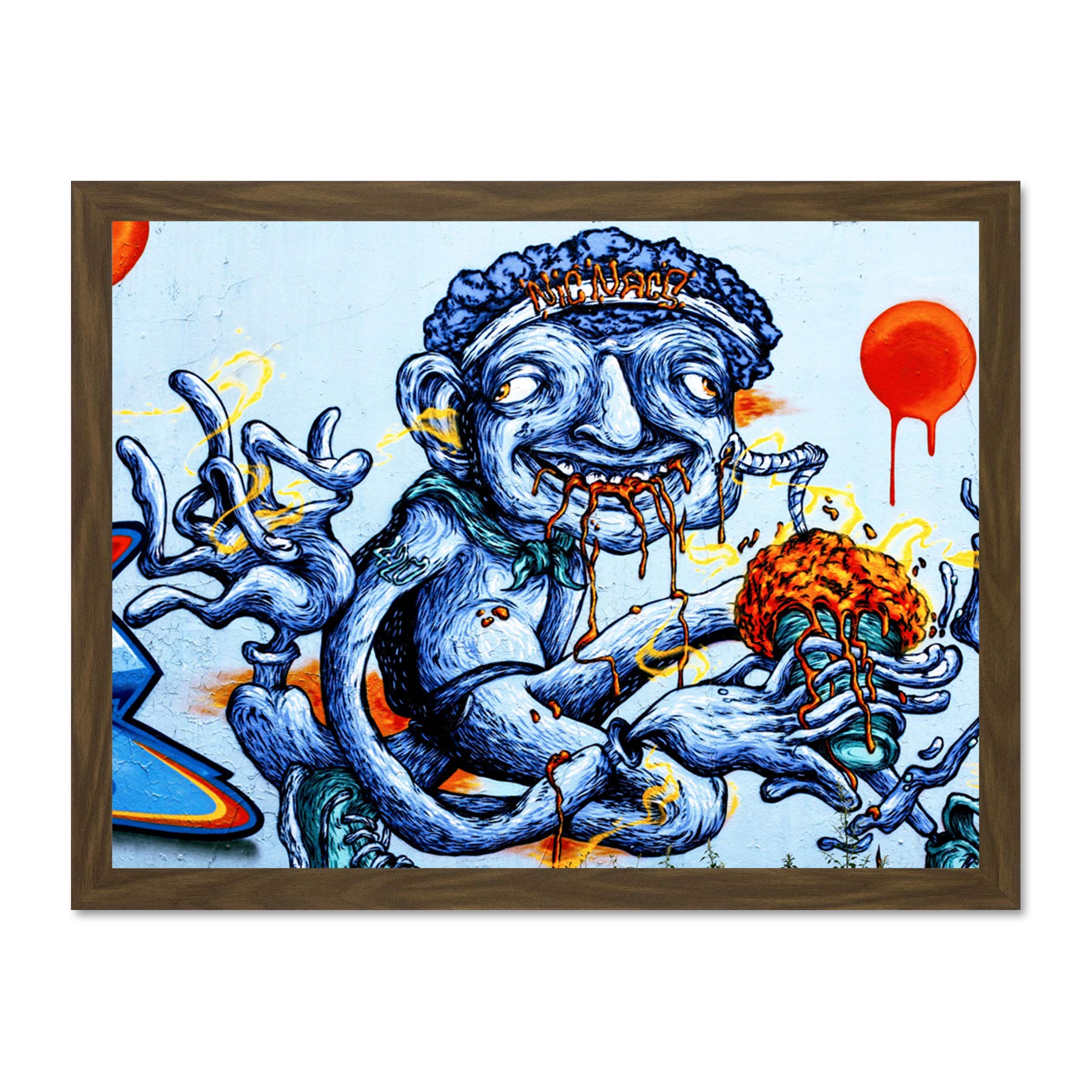 Graffiti Weird Guy Eating Large Framed Art Print Poster Wall Decor 18x24 inch