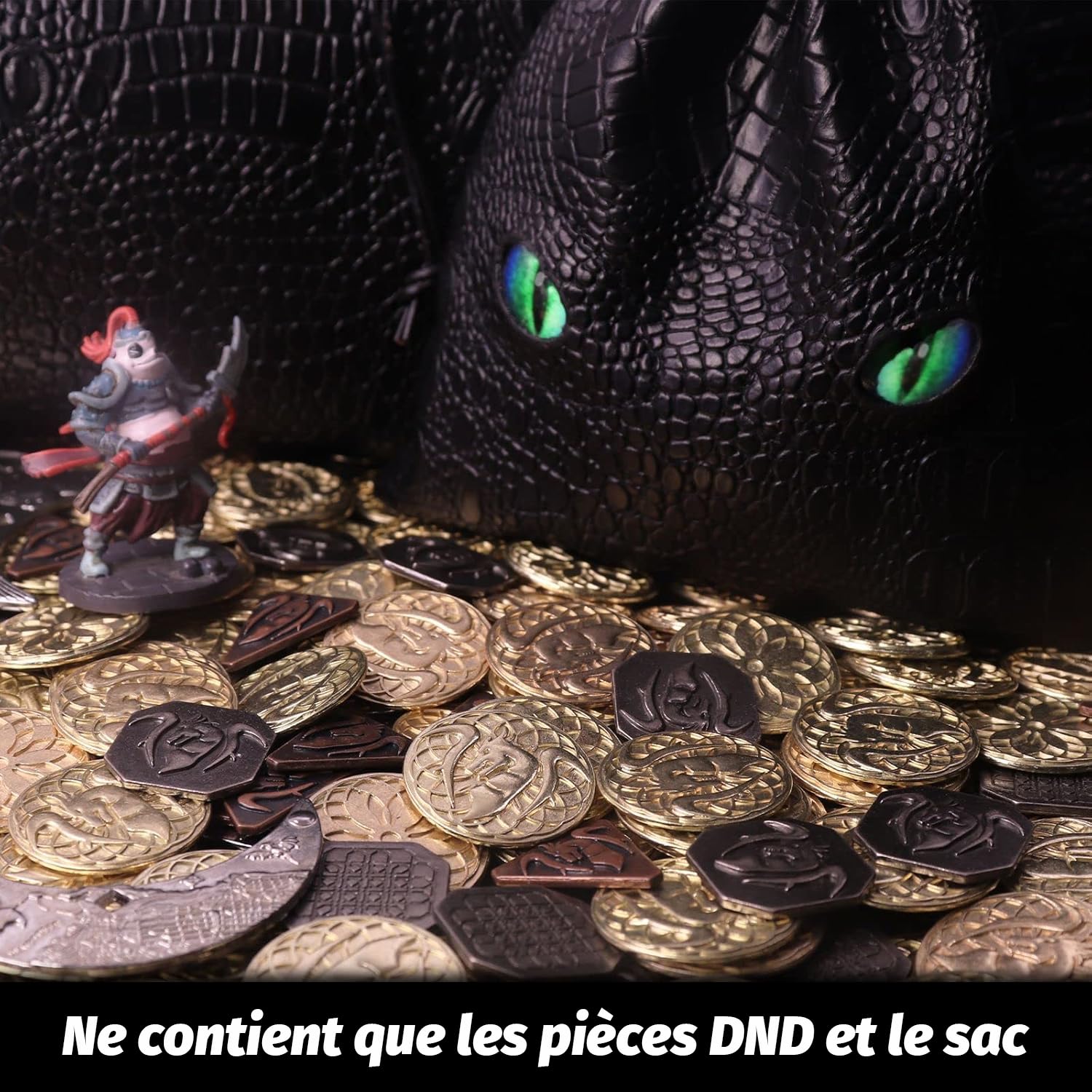 Byhoo 145 pièces jetons de jeu en métal avec sac en cuir qui brille dans la nuit