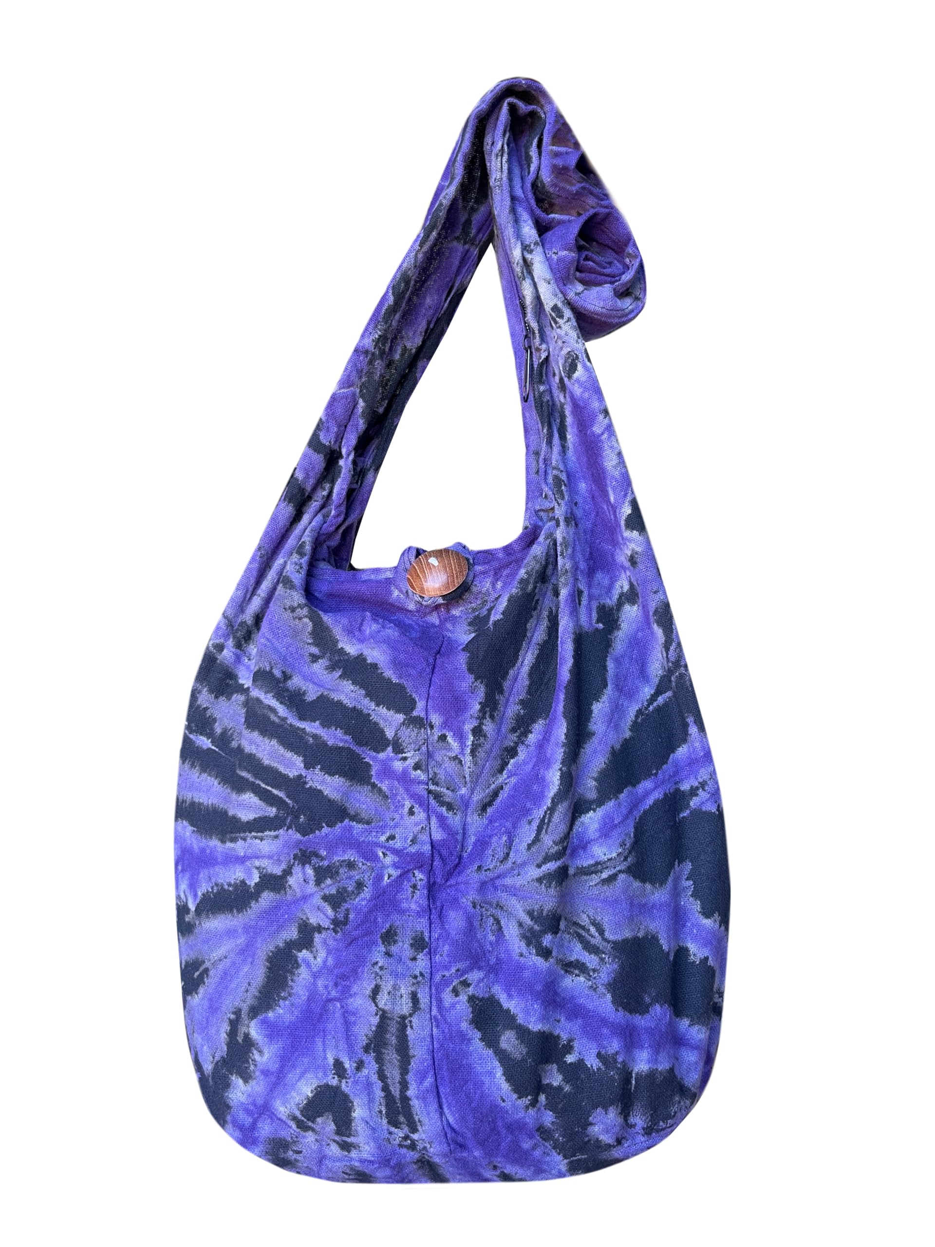 Land of Simple TreasuresTie Dye Crossbody Bag – Hippie Hobo Shoulder Purse – Handmade Colorful Artsy Sling Handbag – Medium 33”