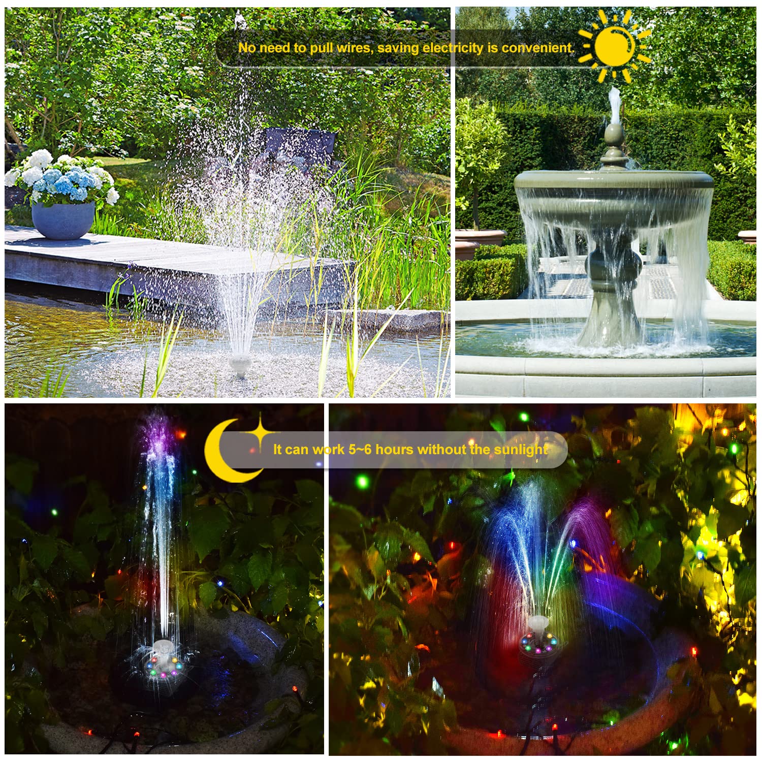 Pompa Solare per Laghetto 7 W, Fontana a LED per Giardino, Piscina, Decorazione dell'Acqua - Altezza 85 cm