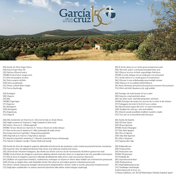 GARCÍA DE LA CRUZ - Huile d'olive extra vierge biologique, coffret cadeau, huile aromatisée, ail, basilic, piment et citron, origine Espagne, Montes de Toledo, bouteilles en verre, pack de 4-250 ml - 4