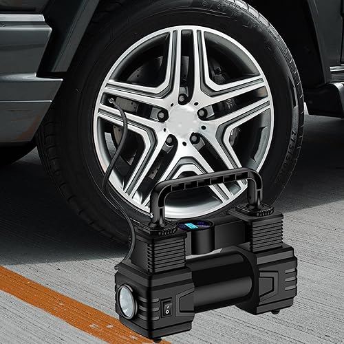 Miniatura 2 de Bomba de aire para neumáticos de automóvil, inflador portátil de neumáticos de automóvil LED, bomba de aire de fútbol digital, para bicicleta, RV,