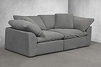 Vista 5 de Sunset Trading Funda Cloud Puff para sofá biplaza modular grande de 2 piezas Funda de sofá seccional Tela de rendimiento Gris