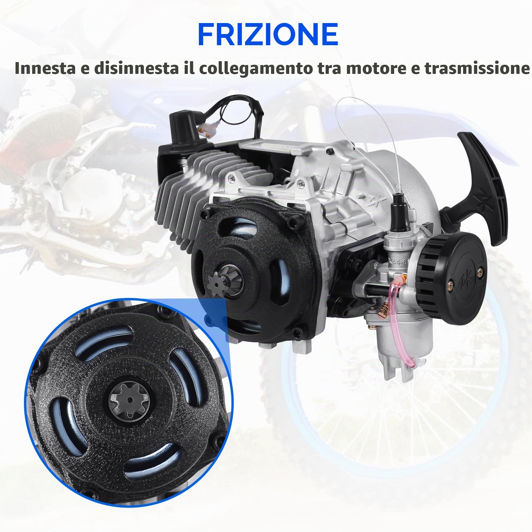 Samger 49 cc, motore a 2 tempi con avviamento a strappo, raffreddato ad aria, adatto per Pocket Bike Mini Dirt Bike ATV Scooter