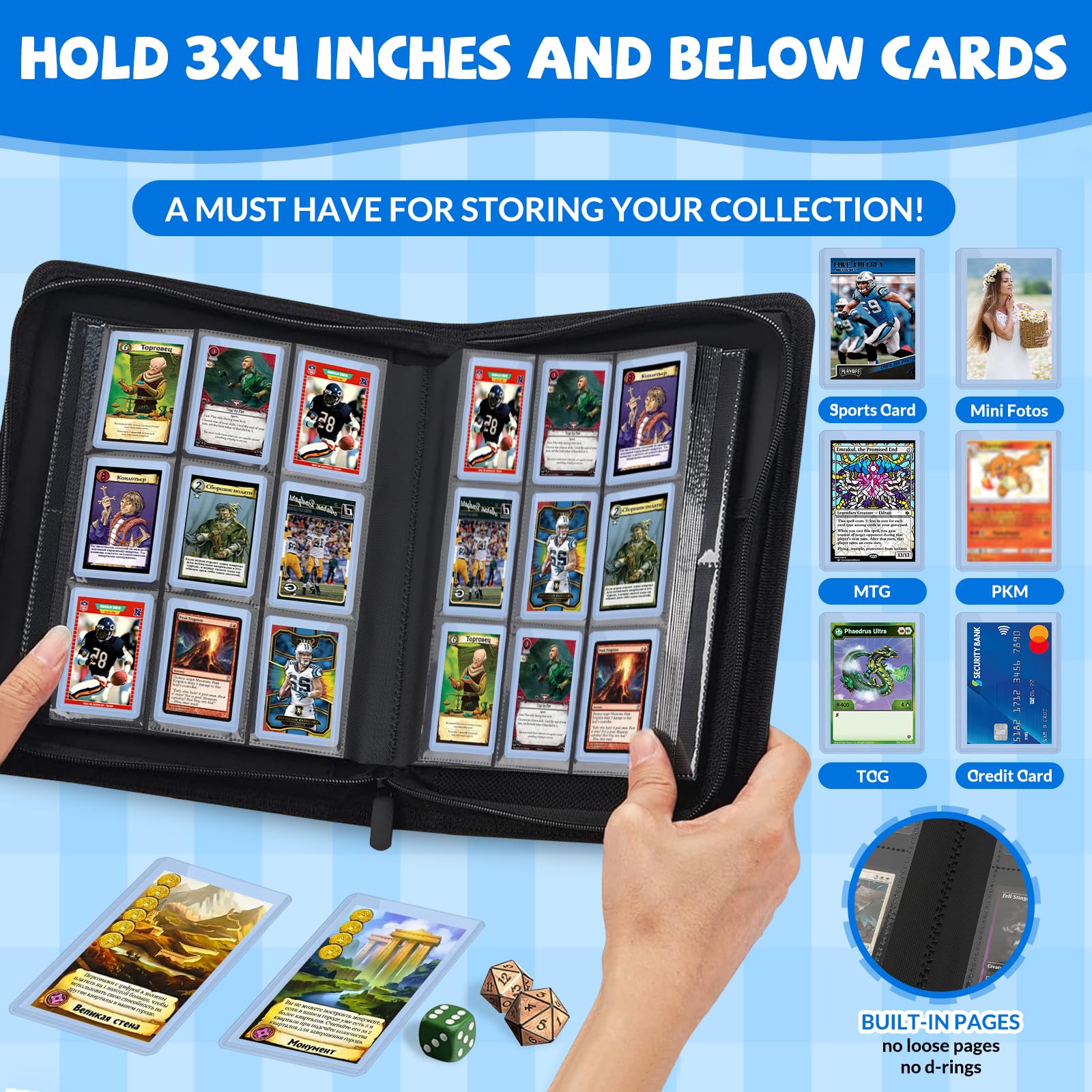 2 album da collezione per carte collezionabili, raccoglitore per carte da collezione a 9 tasche, raccoglitore rimovibile a doppia faccia in PU, album da collezione, cartella per carte per MTG, TCG