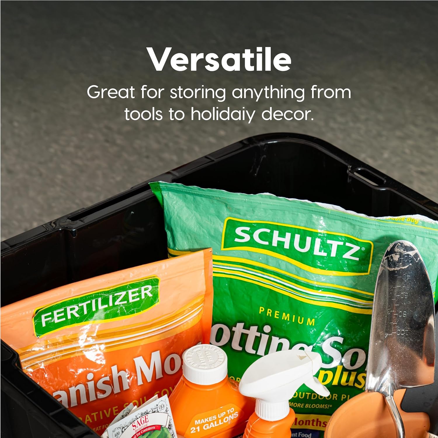 IRIS USA 3-Pack 27 Gallon Storage Bins with Lids |Made in USA| Heavy Duty Plastic Tote Containers for Truckbed Tool Box Organization, Large - Gray