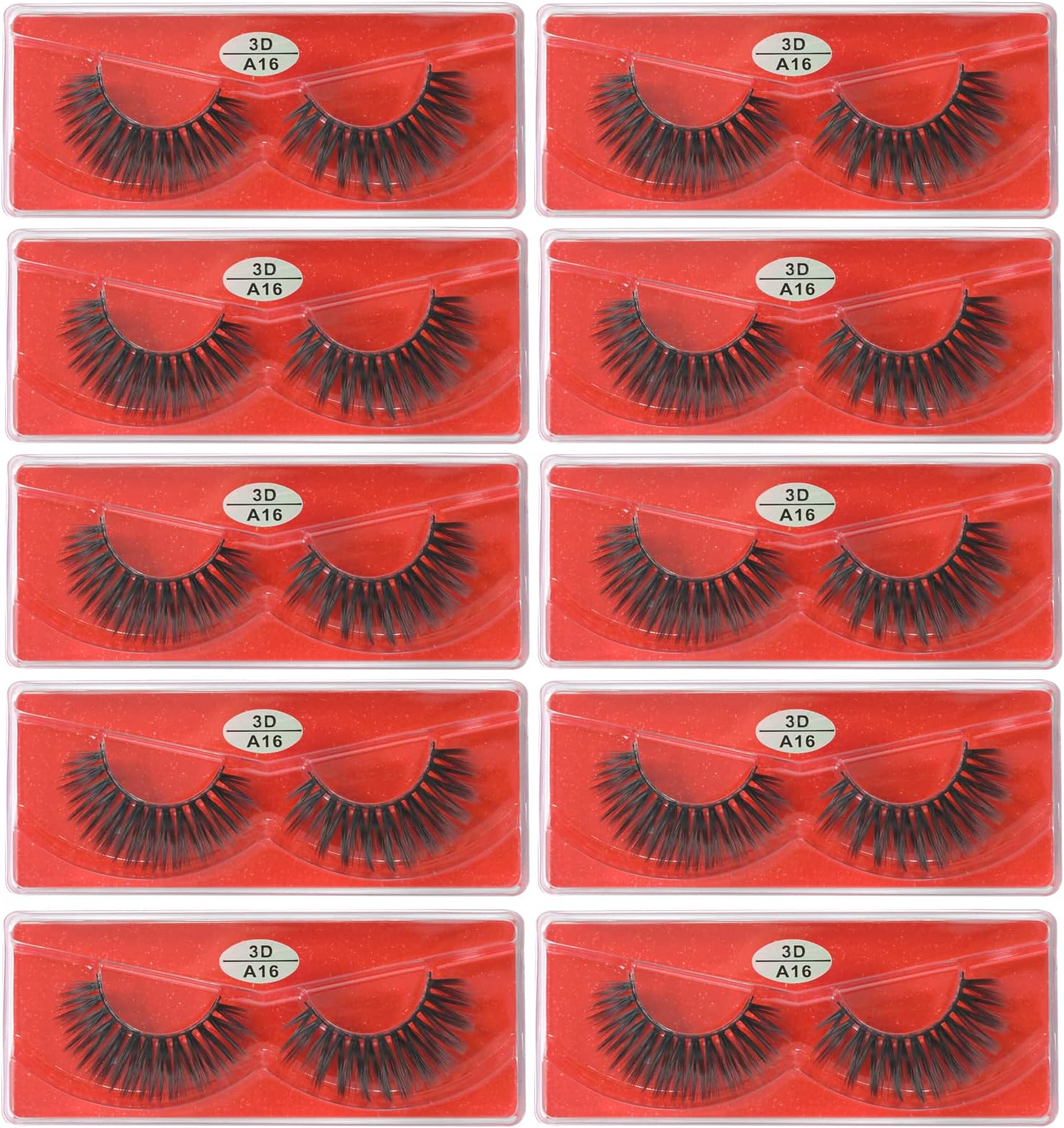 False Eyelash FARRED 3D A16 Lashes Bulk 10 Pairs 17mm Small 3D Faux Mink Lashes Wholesale Eyelashes Fluffy Natural Lash Pack Glitter Portable Boxes(3D A16)