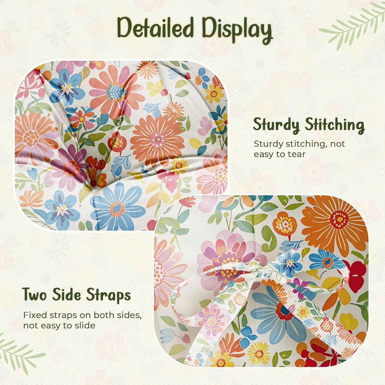 Double Egg Chair Cushion Replacement Waterproof for Outdoor Patio Hanging Basket Egg Chairs, 59x43-Inch Thickened 100% Cotton Large Double Eggs Swing Chair Cushions, Colored Daisy