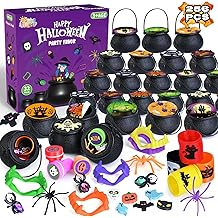 SpringFlower 240 PCS Halloween Party Favors 30 Pack Prefilled Small Plastic Witch Cauldron Halloween Toys in Bulk Halloween Prizes Gifts Miniatures for Kids Trick or Treat
