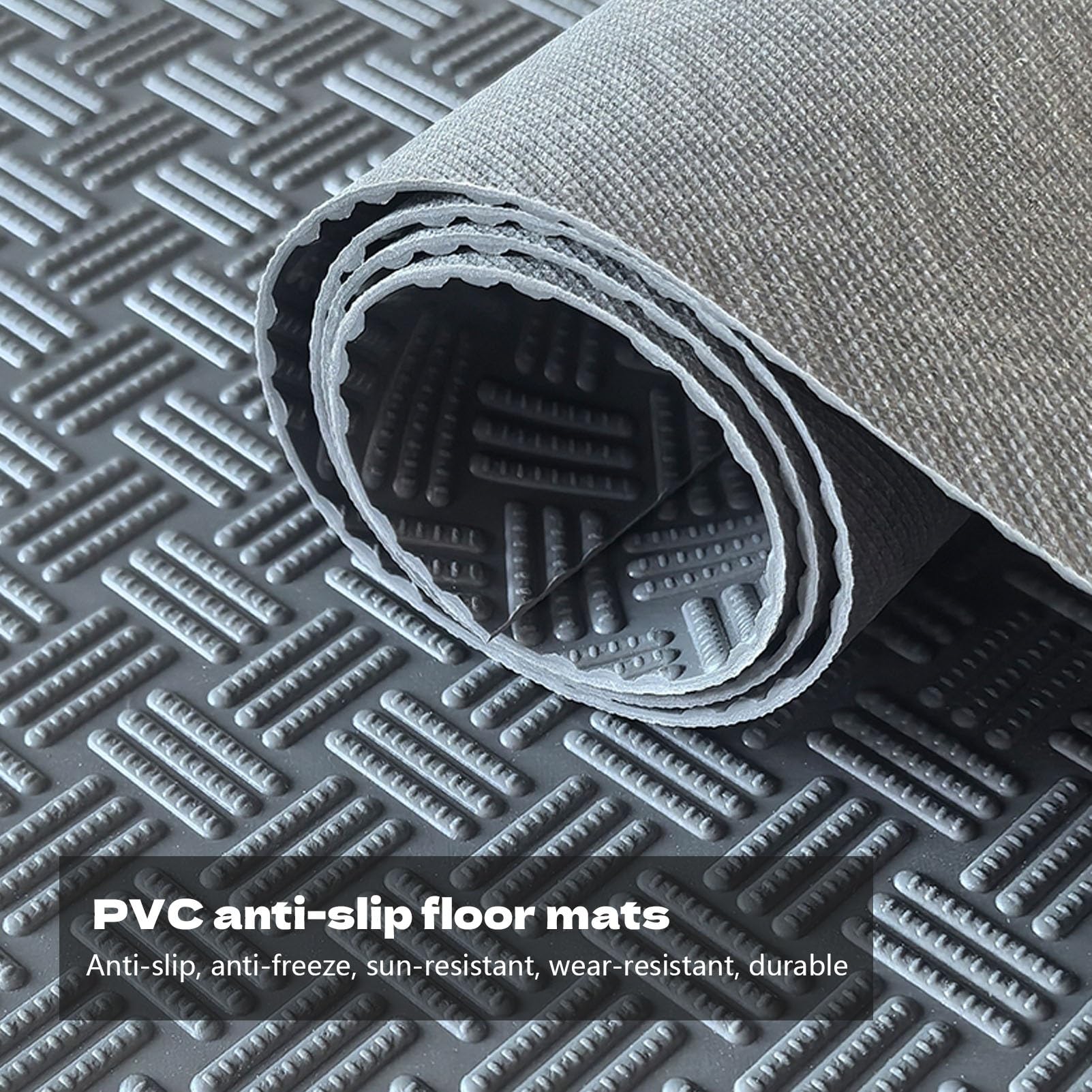 Tapete de Goma para Piso, Tapete Impermeable para Garaje de 1.6 mm de Grosor, Almohadilla Antideslizante para Reparación de Autos, para Garaje, Furgonetas, Gimnasio(Gray,0.9x2m)