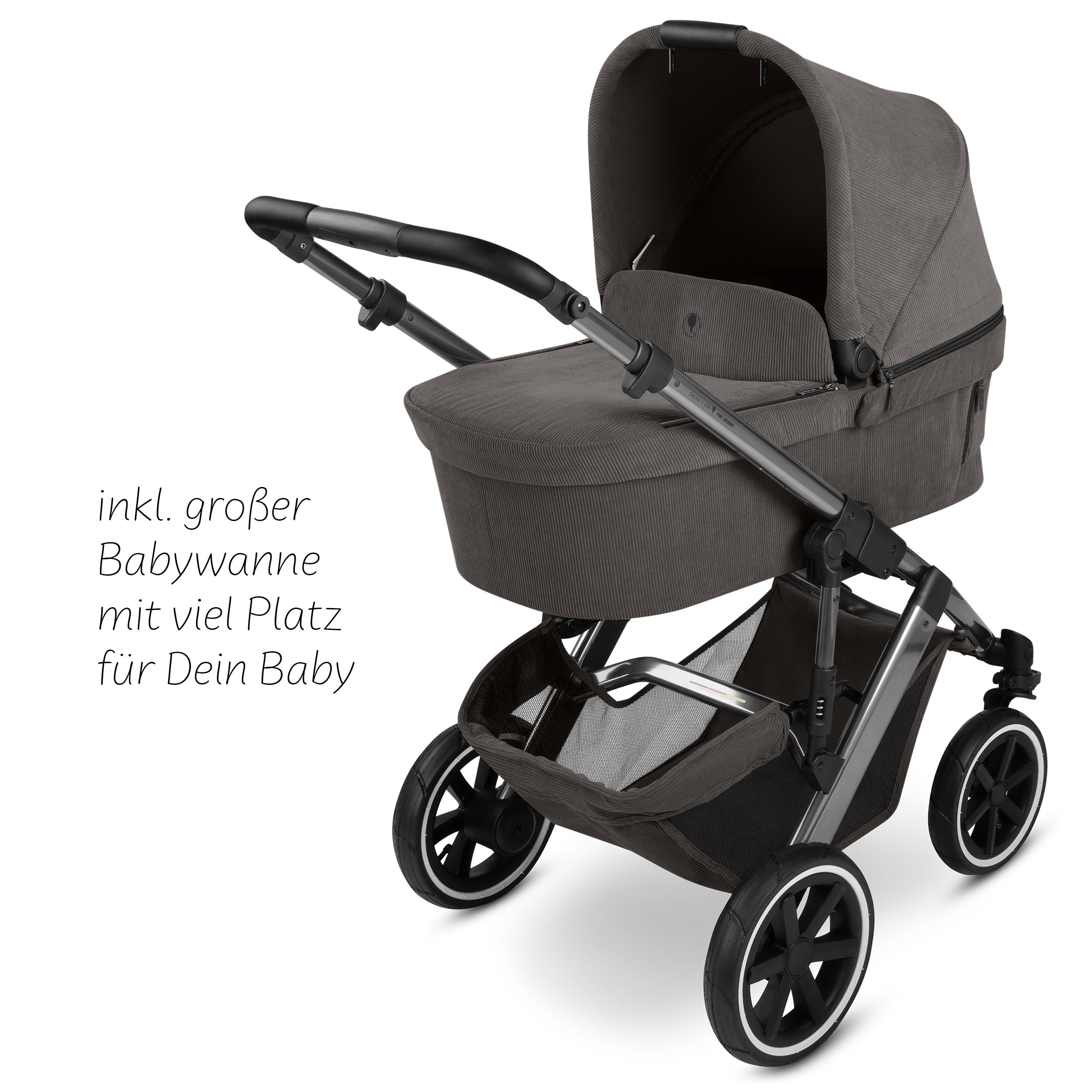 ABC Design Kinderwagen Salsa 5 Air Almond - 2in1 Kombi-Kinderwagen ab Geburt mit Luftreifen, Federung & großer Babywanne