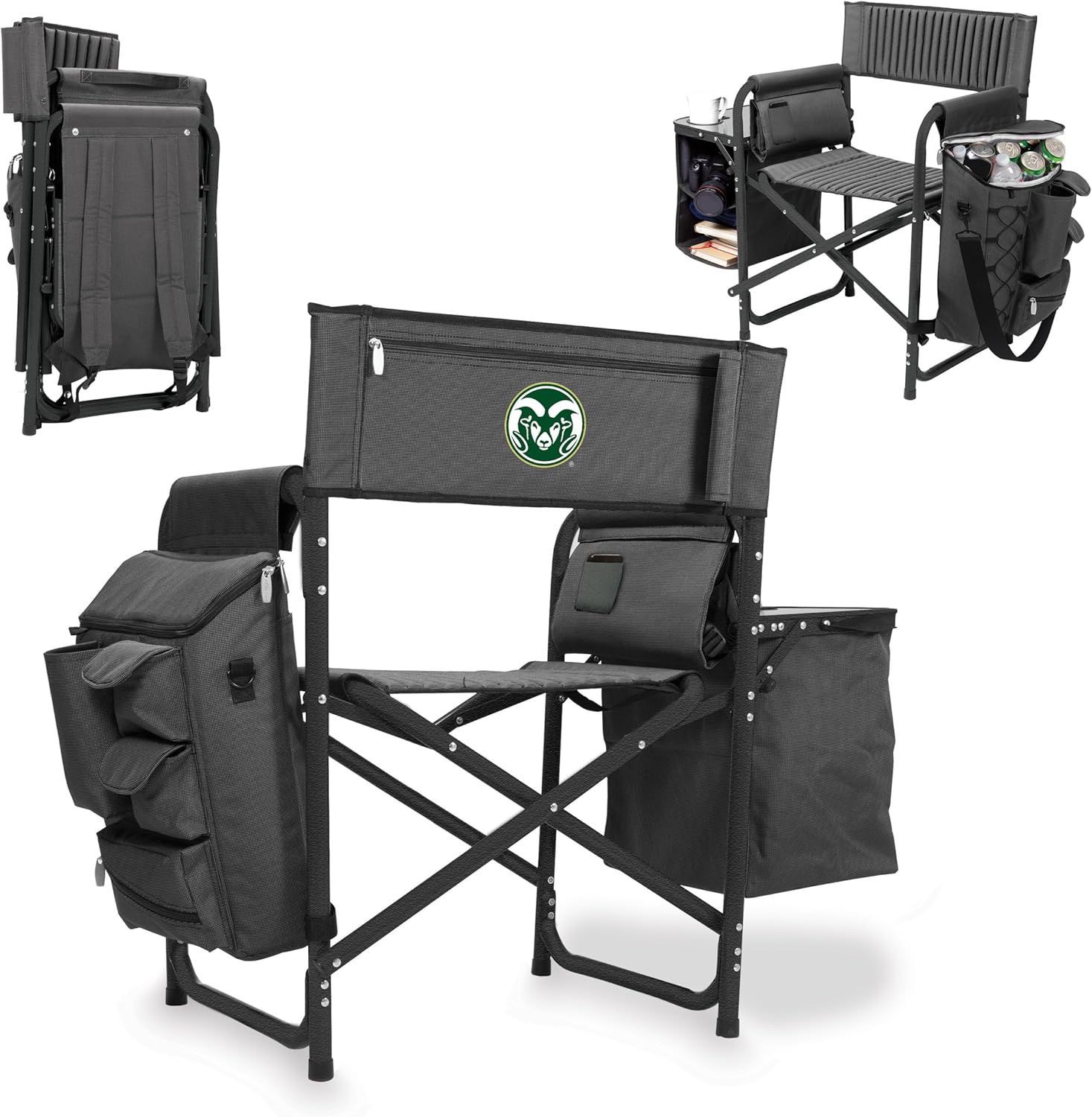 Colorado State Rams - Fusion Backpack Chair with Cooler, (Dark Gray with Black Accents)
