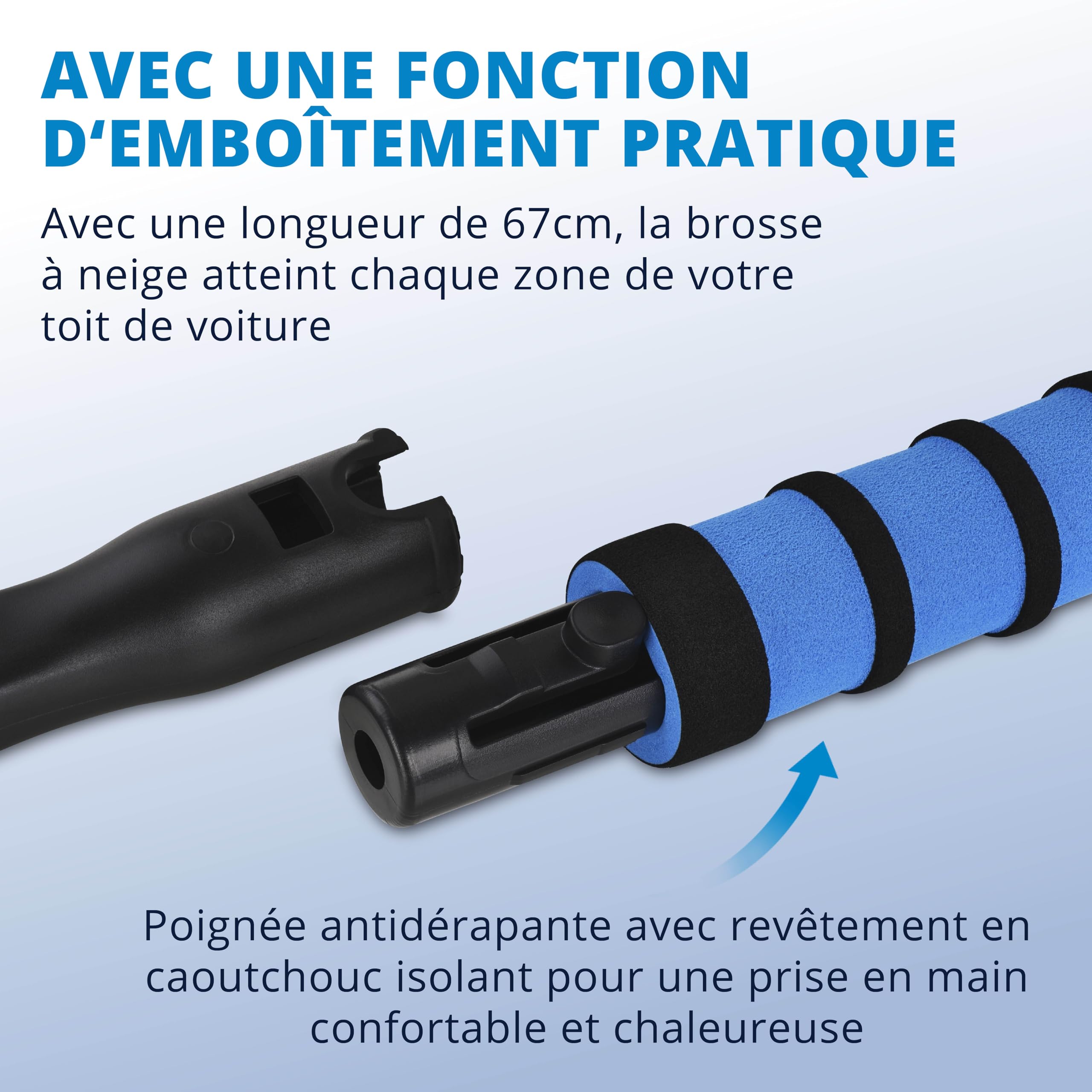 LICARGO Grattoir à Glace avec Balai - Grande Lame et Poils Doux pour la carrosserie - 67 cm de Longueur avec Une poignée antidérapante et Isolante - Grattoir à Pare-Brise Robuste et Balai à Neige