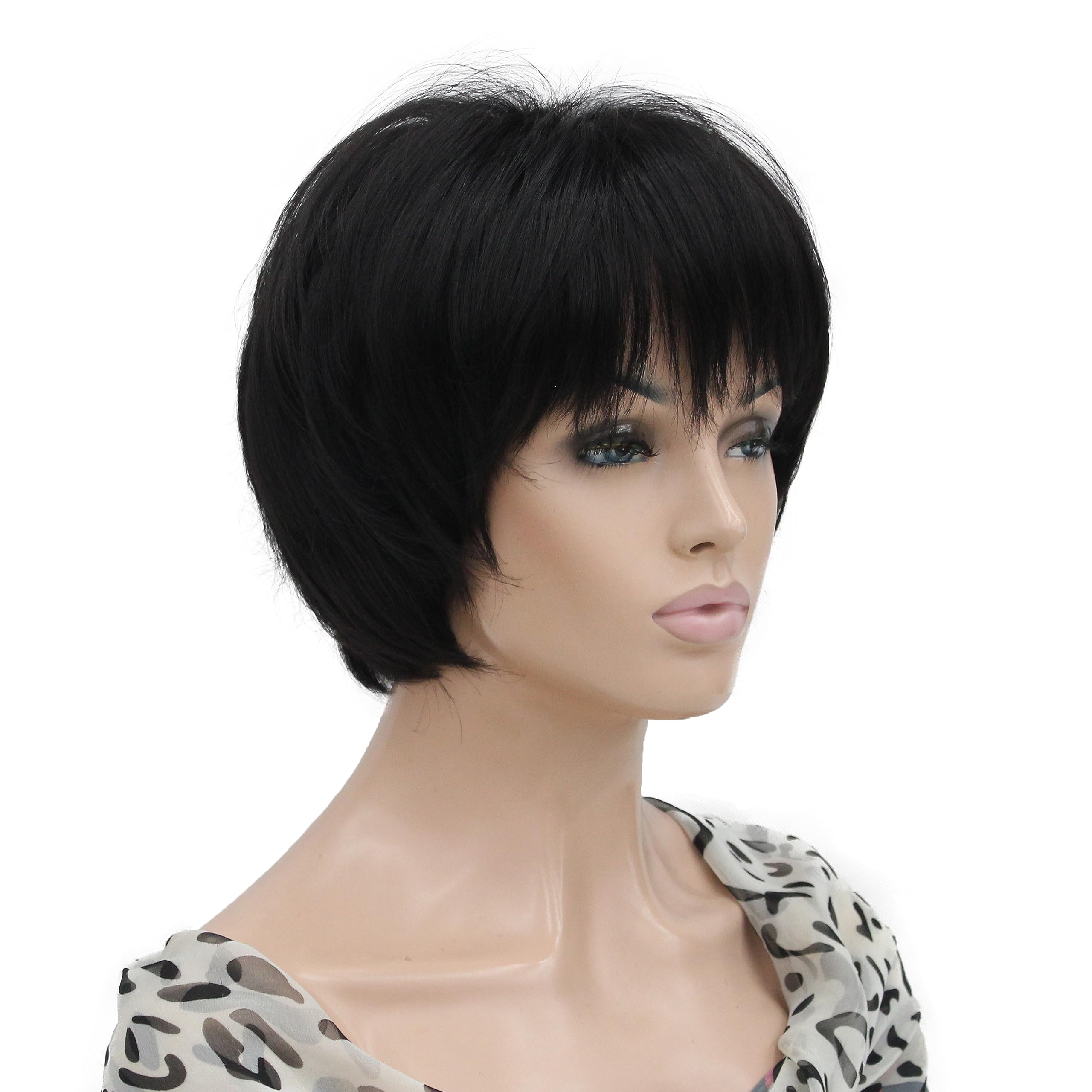 Lydell 8-10" Short Layered Shaggy Heat Resistant Synthetic Wigs Darkest Brown - Image 2