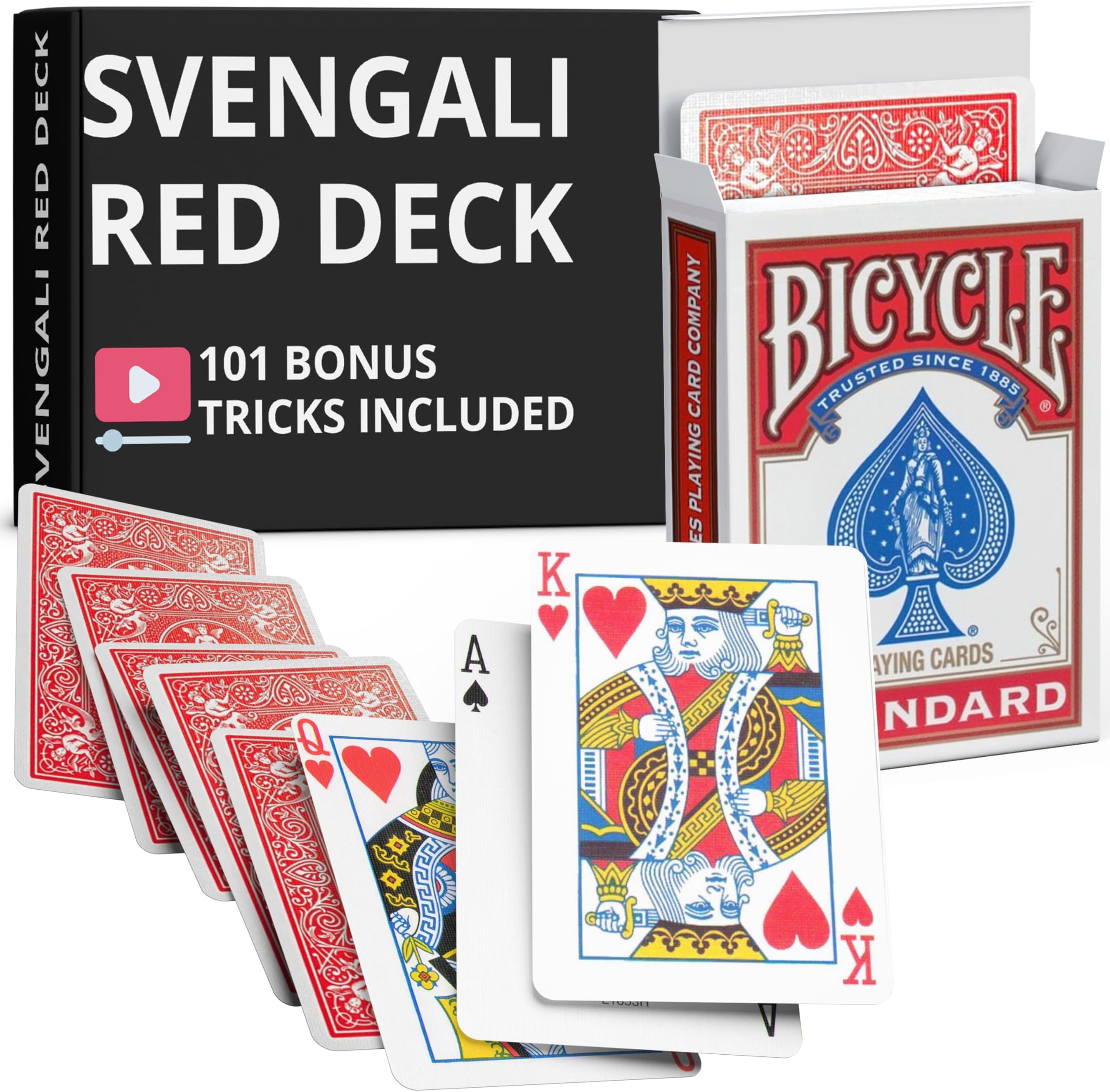 Precision Red Rider Back Bicycle Svengali Deck with Instructions for 100+ Tricks (Unspecified)