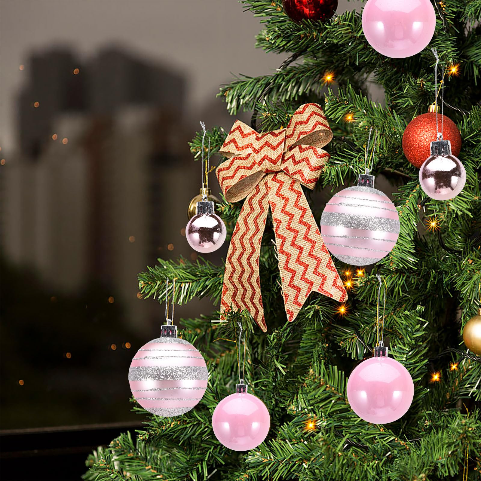Gatuida 200 Pezzi Palline di Natale Rosa in Ps, Decorative e Sospendibili