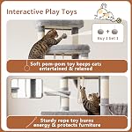 Heybly Cat Tree, 74-Inch Streamlined Cat Tower for Large Cats with 3-Tier Stacked Condos, Cat Furniture with Large Perch, Sturdy Base, Full Sisal Scratching Posts & Ramp, Light Gray HCT061W