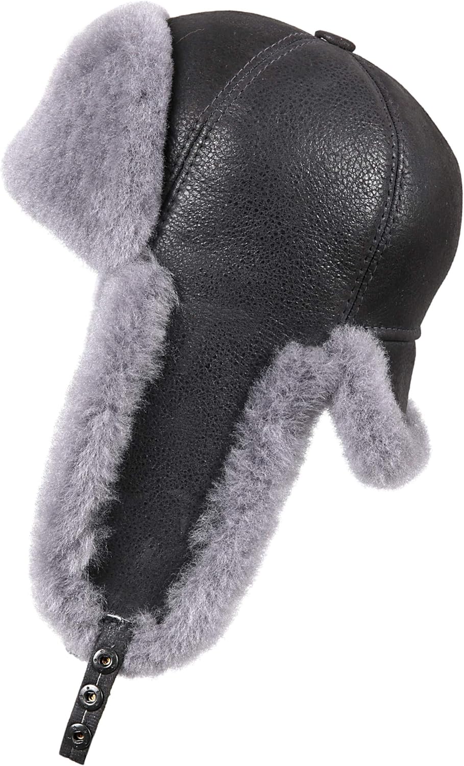 Men's Shearling Sheepskin 6 Panel Russian Ushanka Fur Hat