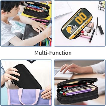 Green Bay Pencil Case, Custom Name and Number Pencil Box, Personalized Football Style Pencil Case, Customized Pen Case Gift for Men women fans