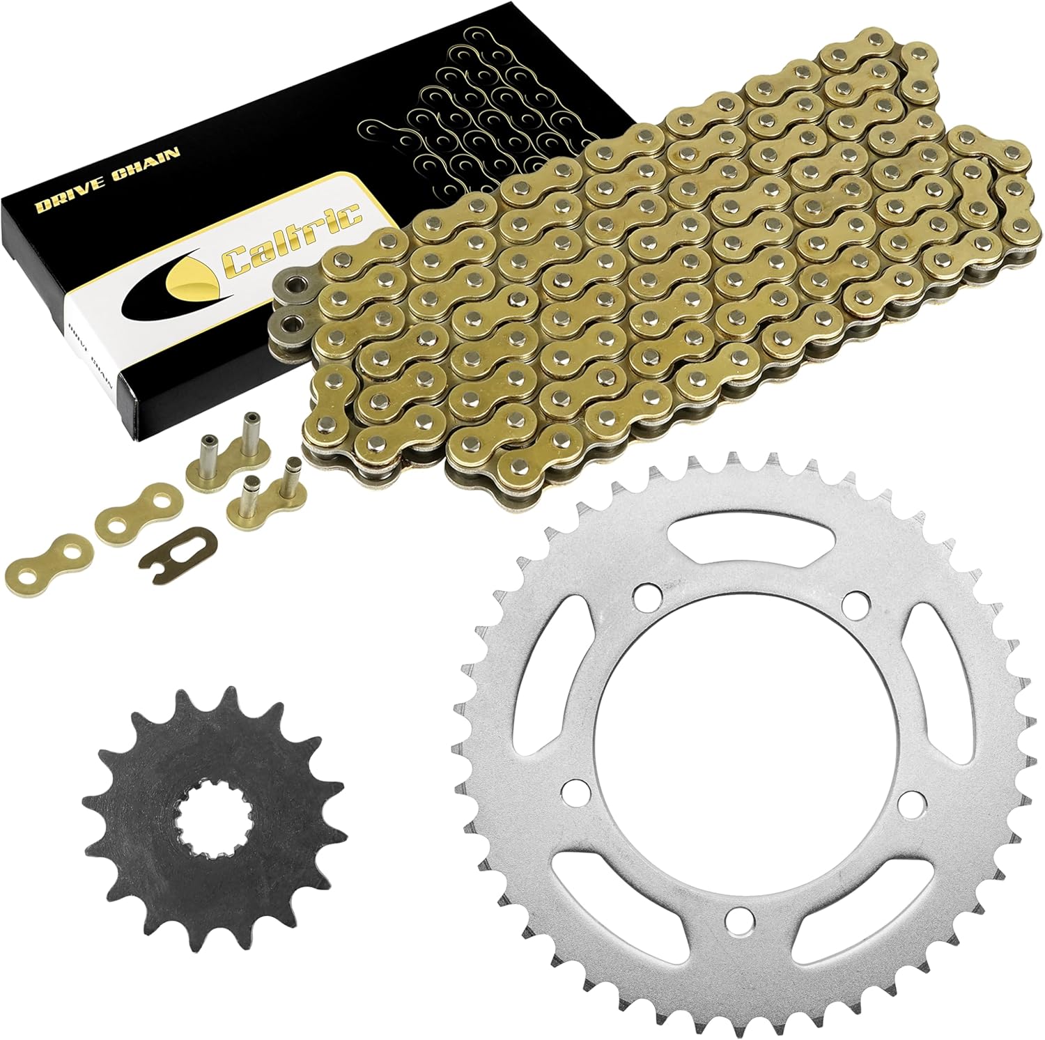 Caltric Drive Chain and Sprockets Kit Compatible with Suzuki GSX-R600 GSXR600 2001 2002 2003 2004 2005