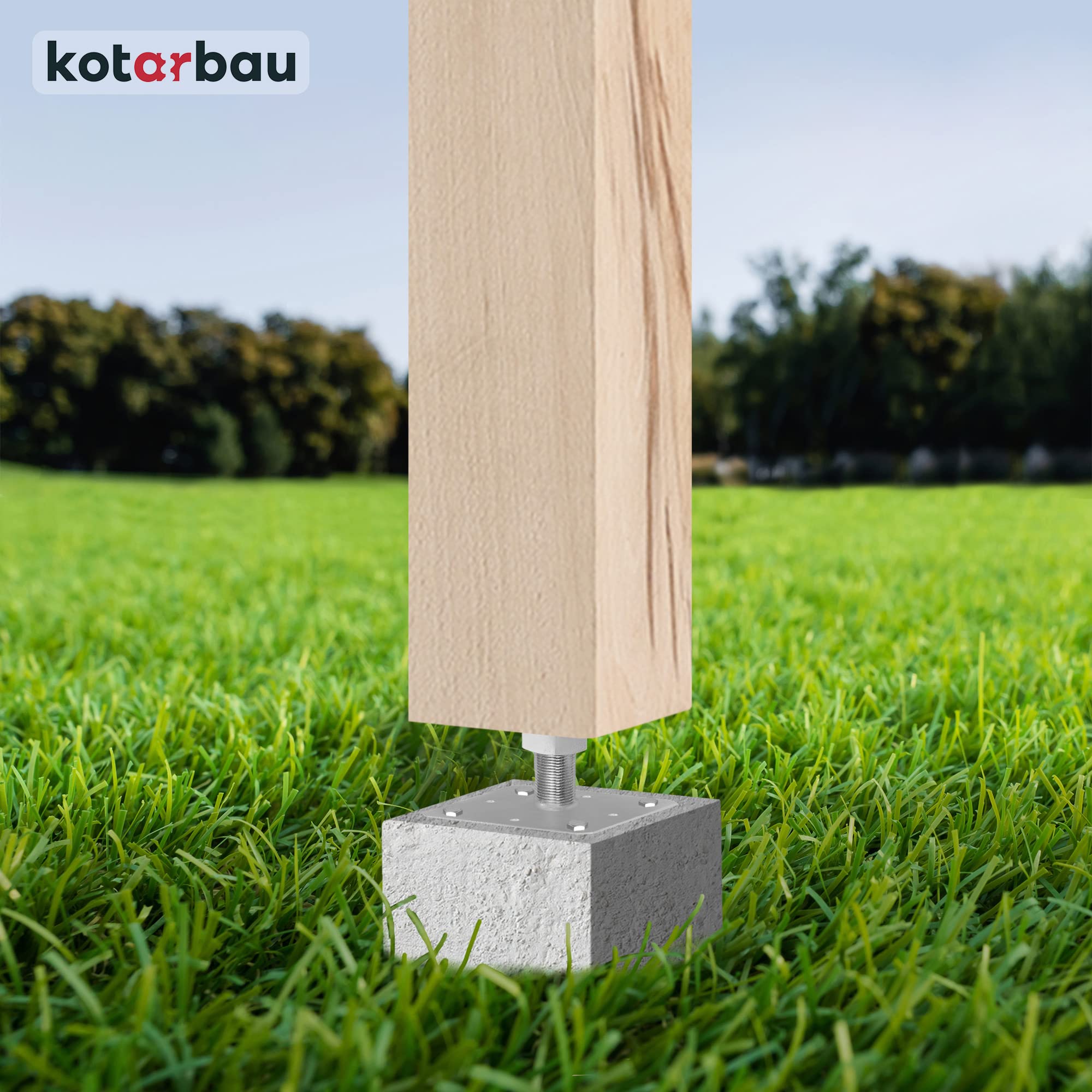 KOTARBAU® 2 Pièces Pied Réglable - Support de Poteau - Acier Galvanisé - 80 x 80 mm - Argent - Pied de Poteau Reglable - 90-150 mm