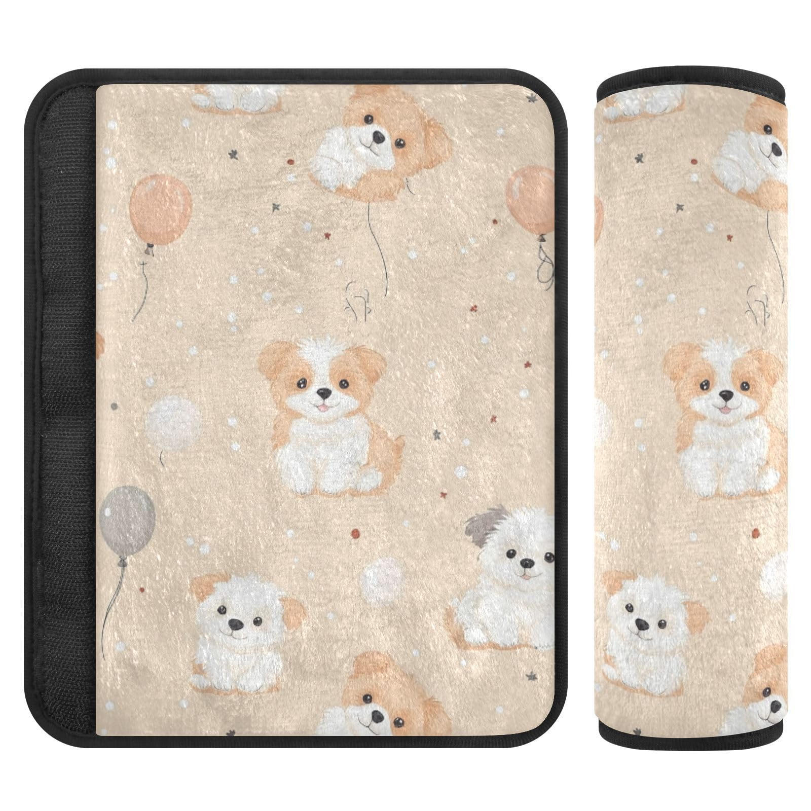 Seat Belt Covers 2 Pack Fluffy Puppies Car Seat Strap Covers Super Soft Dogs Ballons Car Seat Neck Cover for Boys Girls Adults Babies S