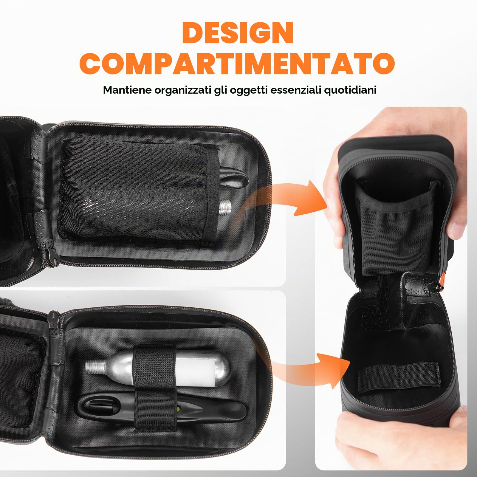ROCKBROS Borse da Sella Piccola per Bicicletta, Borsa Sottosella Posteriore Compatibile con Borracce da Bici Idrorepellente con Sistema di Fissaggio con Pomello, per Bici da Strada MTB, Nero