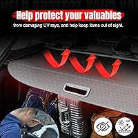 Vista 7 de IKON MOTORSPORTS, Cubierta de carga trasera retráctil compatible con Toyota RAV4 2006-2012, cubierta de seguridad organizadora de espacio para Gris