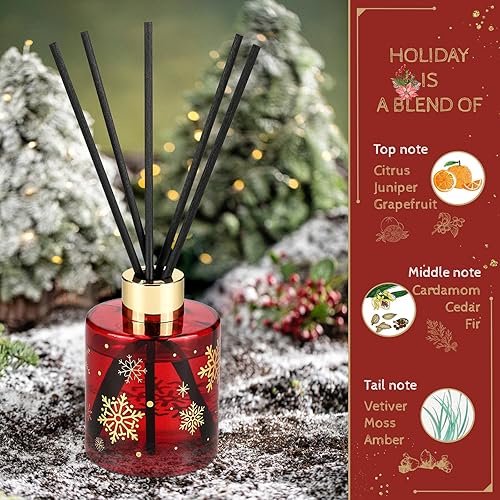 Miniatura 3 de Brakula Set de Difusor de Varillas, Diseño de Botella Navideña con 2 Aromas, Decoración para el Hogar, Dormitorio, Sala de Estar, Baño, Oficina,