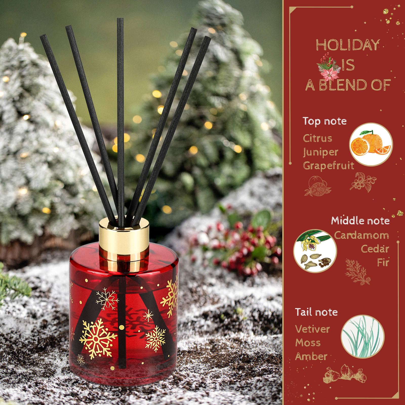 Lot 2 Diffuseurs Parfum Noël - Cozy Home & Couronne De Noël 100ml | Parfum D’ambiance Biscuit Vanille Et Agrumes épicés