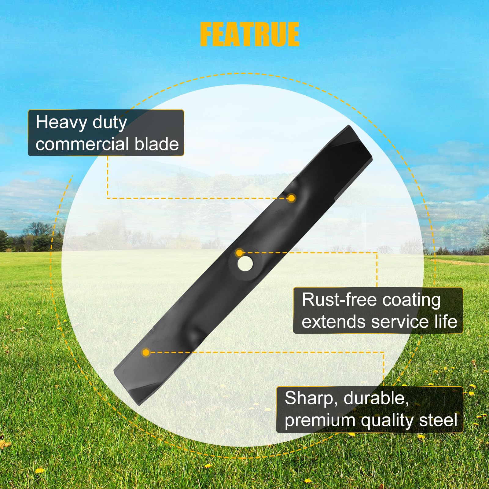 Cuchillas Para Tractor Cortacésped 3 Cuchillas Para Cortacésped John Deere  - Compatibles Con Modelos 1023E, 1025R, 1026R, Z540R, Reemplazan M163983  Maze Runner, image size:1600x1600