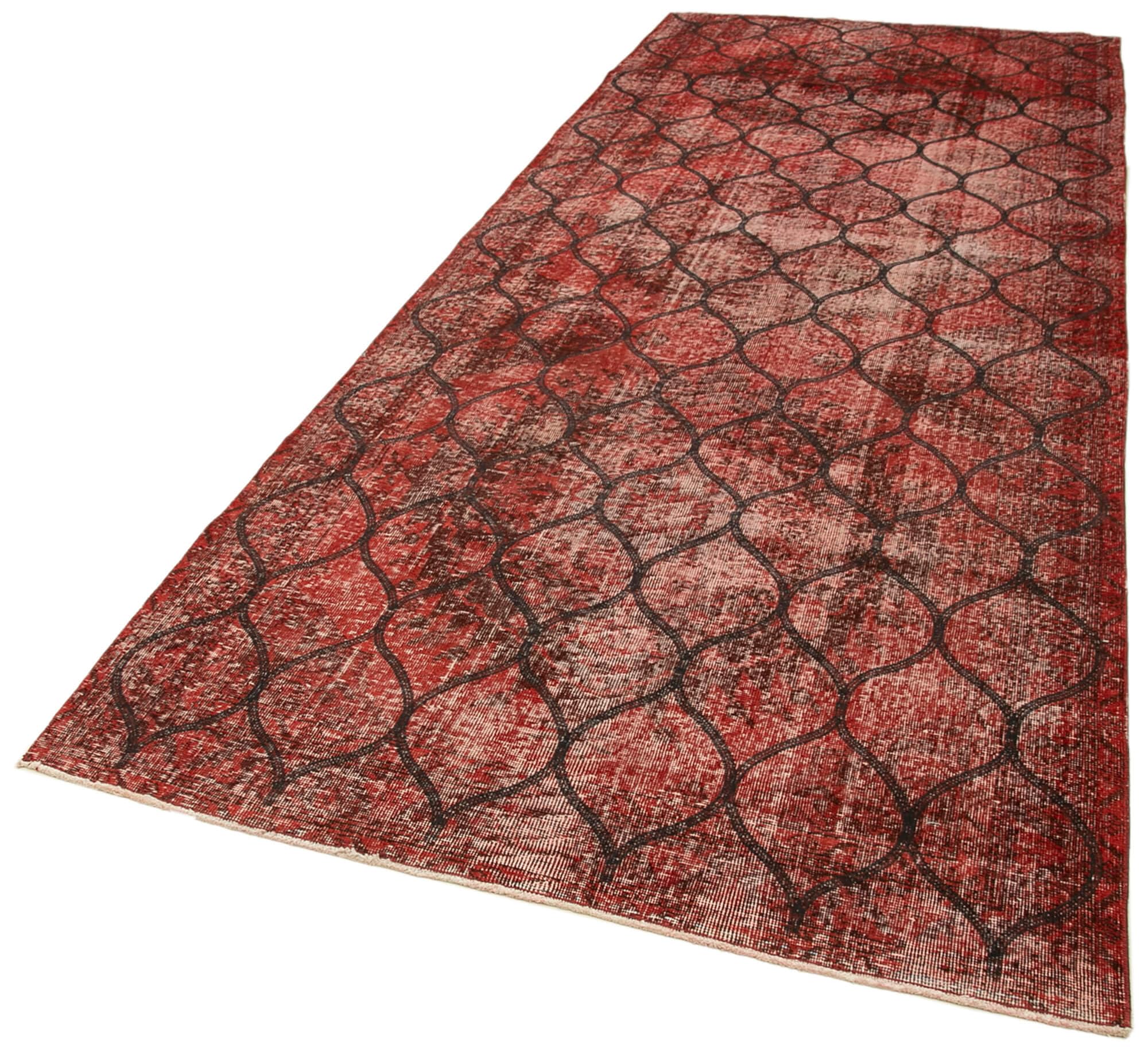 48 x 128 - 141 x 386 Cm Geometric Carpet Red Geometric Bohemian Wool Cotton Handmade Handknotted Vintage