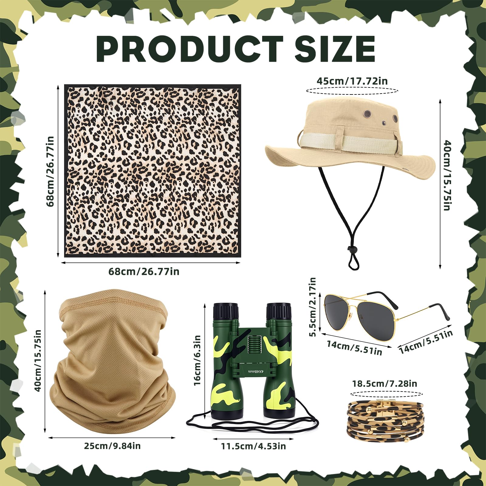 Oerphh Safari Explorer Costume Accessories Set Outfit for Women Dress Up Zoo Keeper with Hut Tarnkleidung, Fernglas - Image 2