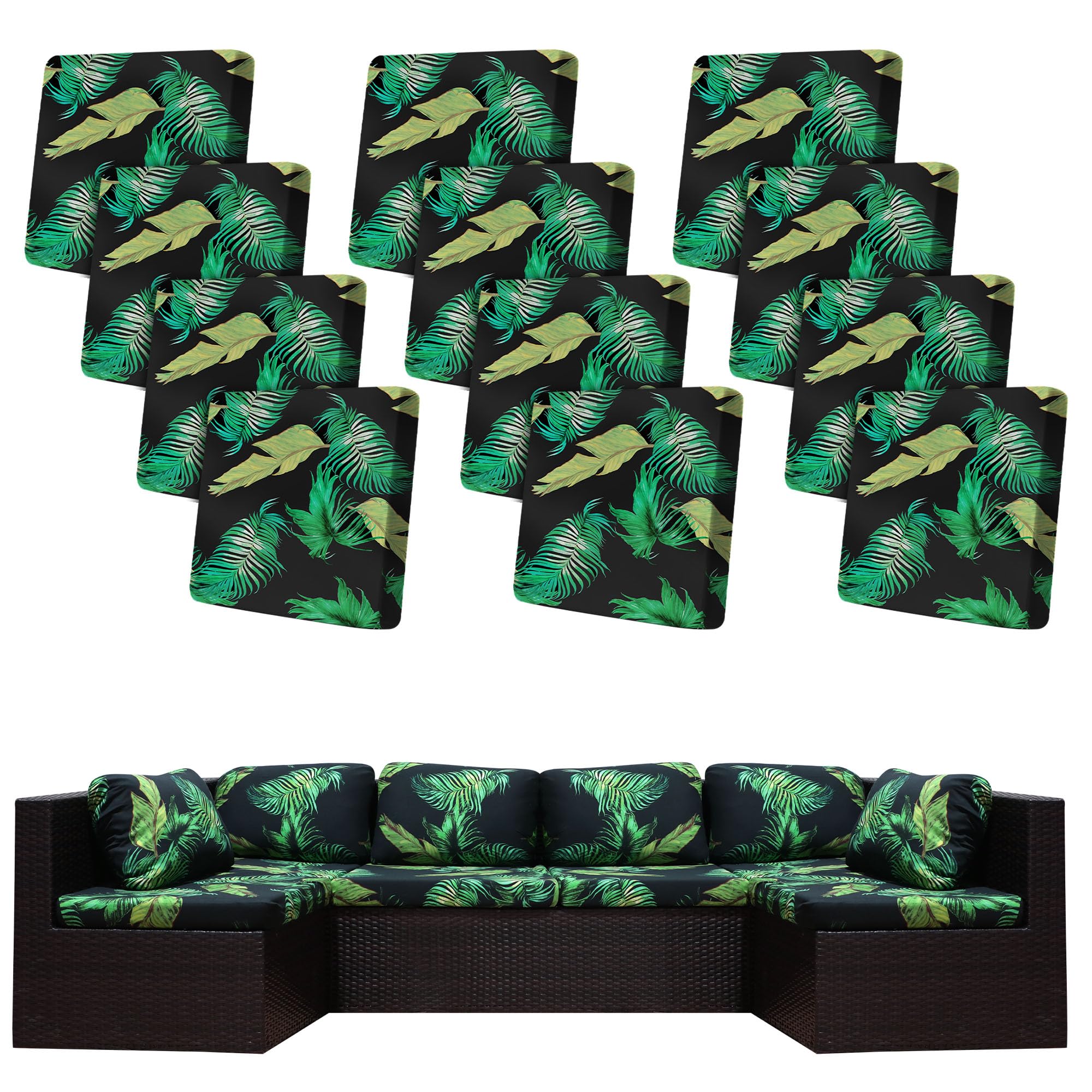 12 Pcs Outdoor Cushion Covers, Patio Sofa Cushion Covers Replacement