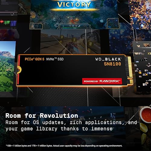 Miniatura 10 de WD_Black SSD NVMe SN8100 de 4 TB - PCIe 5.0x4, M.2 2280, velocidad de lectura de hasta 14,900 MBs, velocidad de escritura de hasta 11,000 MBs, lo