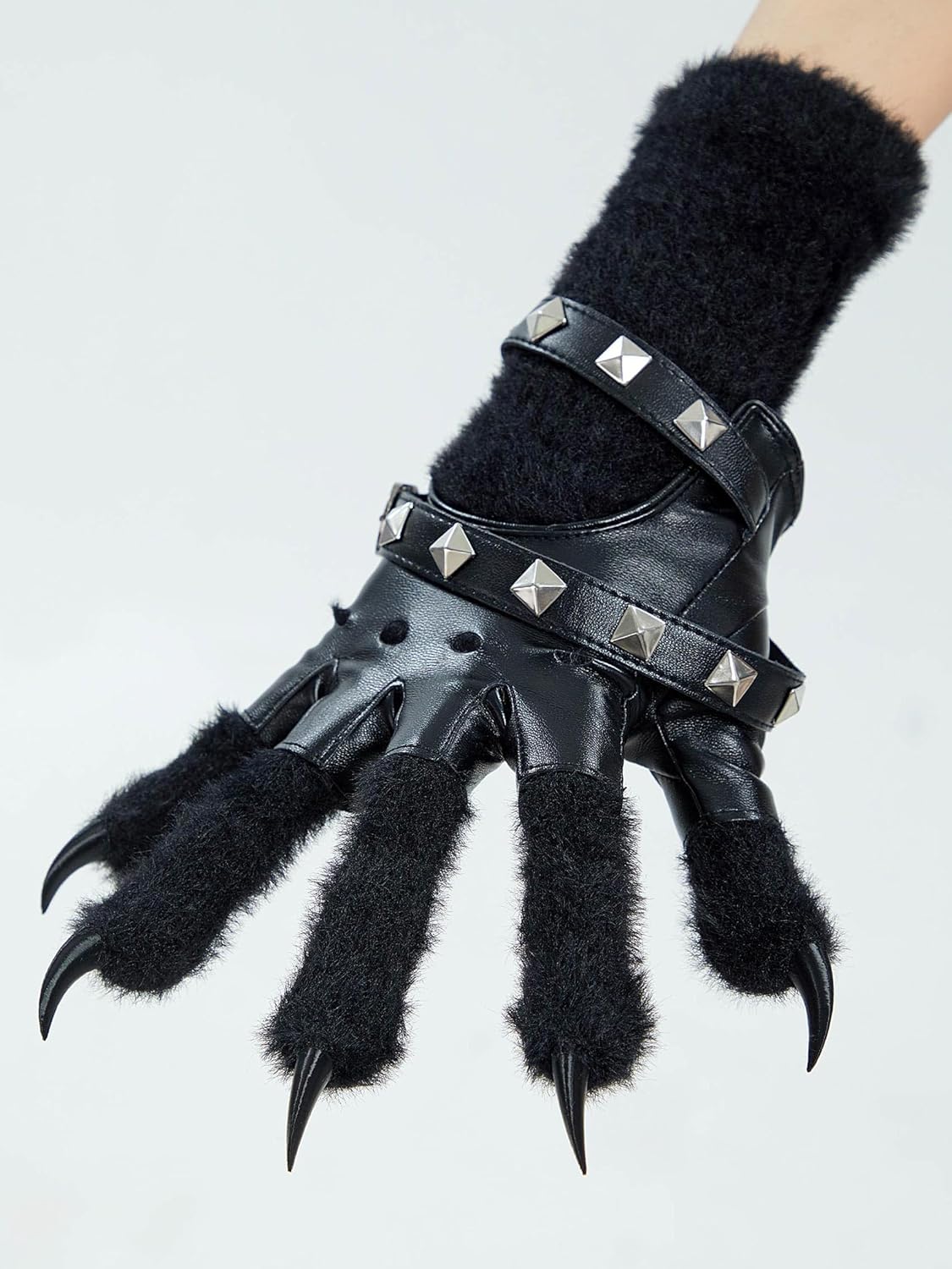 Micotaku Plush Claws Straps Leather Paws Gloves Halloween Party Costume Accessories