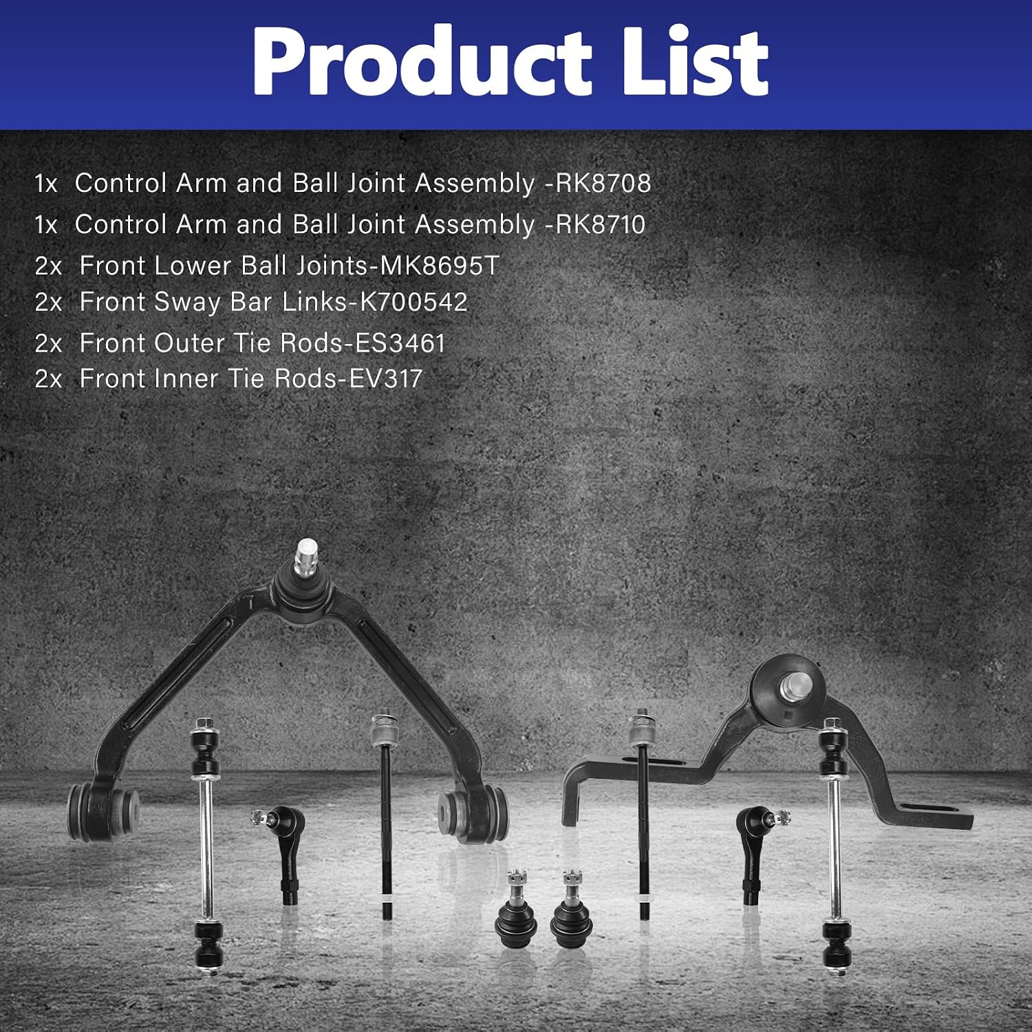Front Upper Control Arms (Torsion Bar Suspension) Fit for 95-01 Ford Explorer 01-05 Explorer Sport Trac 98-11 Ranger 98-01 Mazda B2500 98-01 Mazda B4000 97-01 Mercury Mountaineer 10Pcs