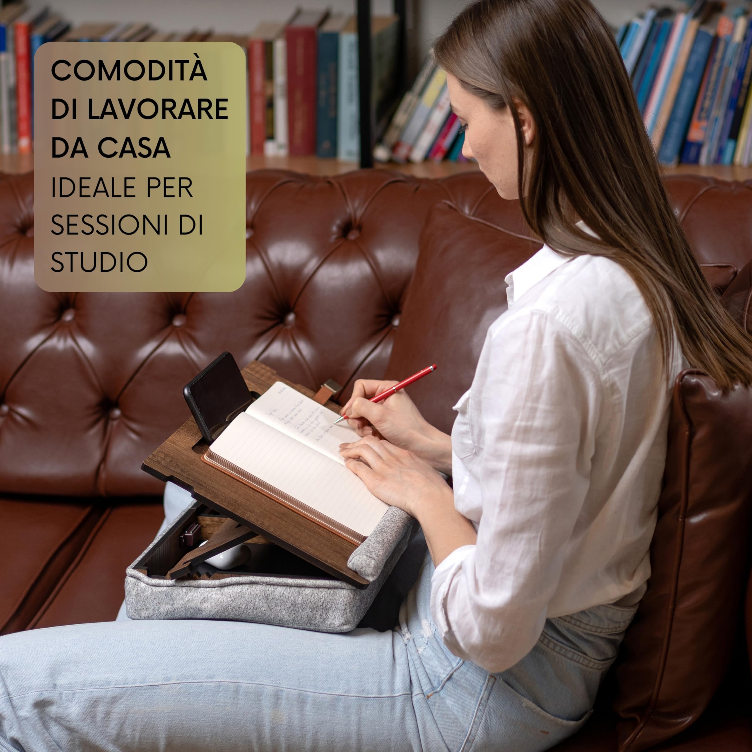 Vassoio Portatile in Legno Vigo - Accessori per PC e Smart Working con Altezza Regolabile - Ideale per Lavoro da Casa, Divano, Letto (Noce)