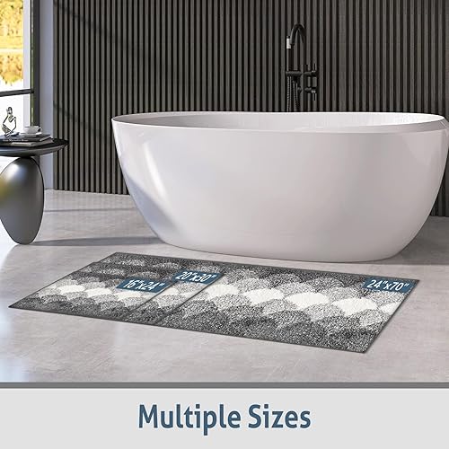 Miniatura 4 de Tapetes para baño, gruesos y absorbentes, antideslizantes, suaves y peludos, lavables a máquina (16 x 24 pulgadas, gris)