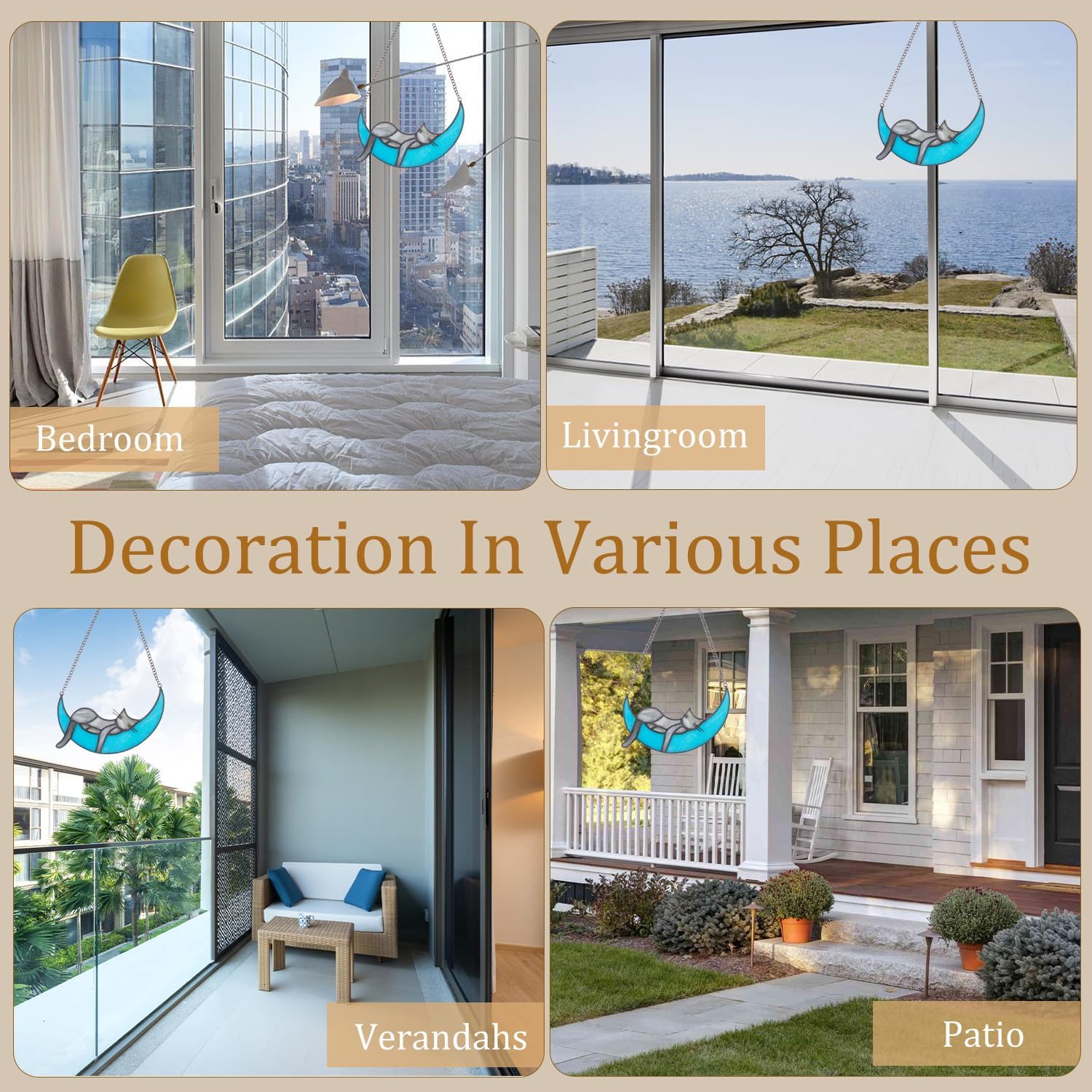 Rainbow Bridge Cat Memorial Gifts for Loss of Cat Suncatcher, Handcrafted Stained Glass Window Hanging, Pet Loss Sympathy Gift for Window, Living Room, Garden - Image 6