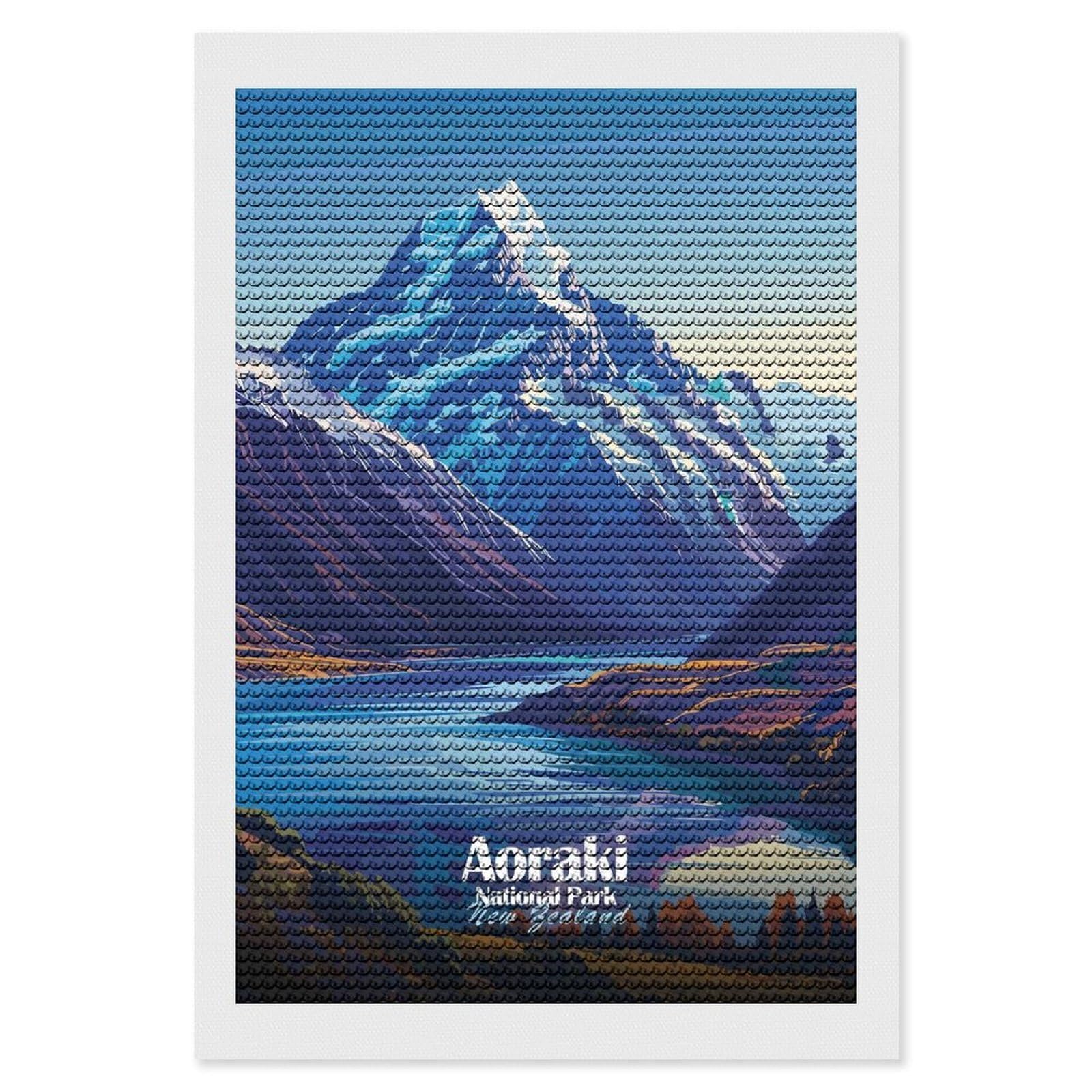 Junmoney Aoraki National Park, New Zealand Diamond Art Canvas 8"x12", for Creative Relaxation, Simple to Start, Aesthetic Room Decor, Holiday Gift Idea